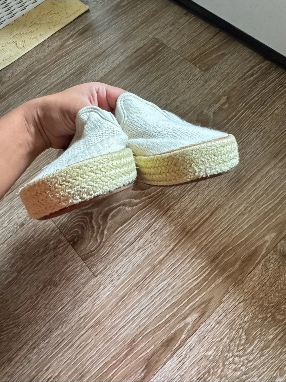 Vans Cream Slip-On Espadrille Sneakers